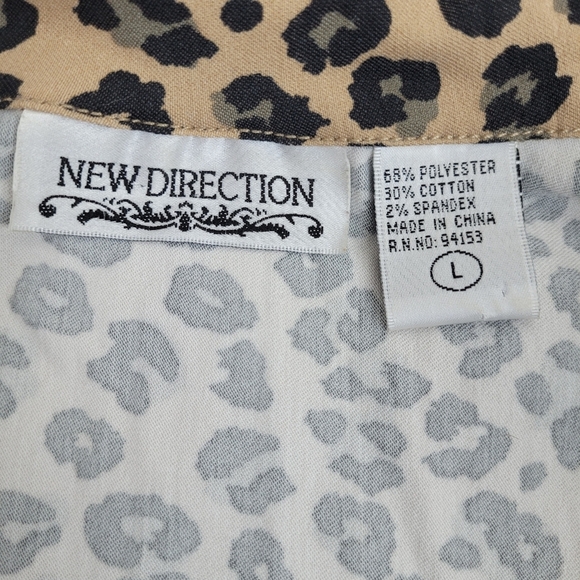 New Direction Leopard Print Women's Jean Jacket silver buttons edgy classic L - Picture 2 of 11